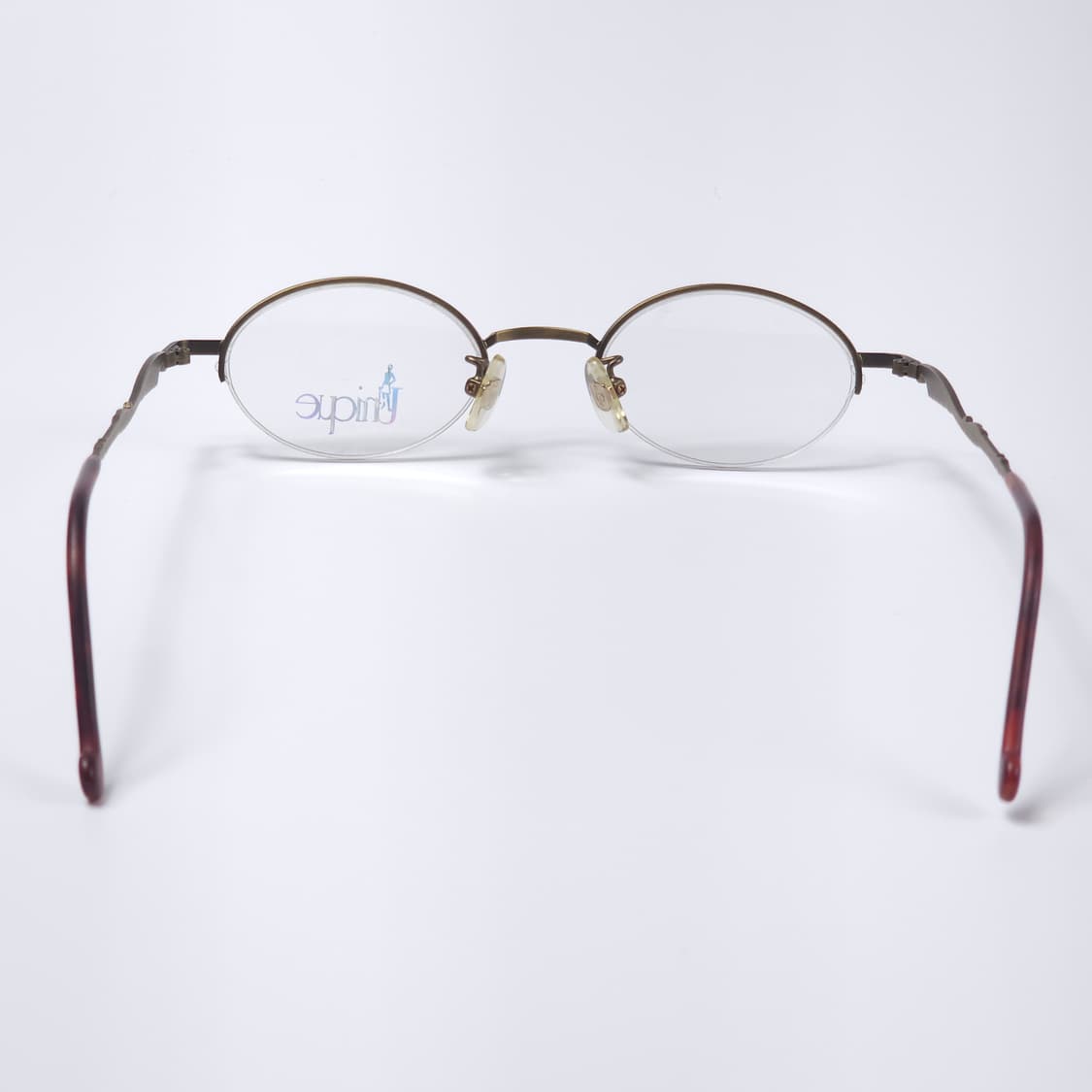 24K 도금 90년도 이태리 디자인 긱시크 오벌형 빈티지 반무테 안경 상품이미지8
