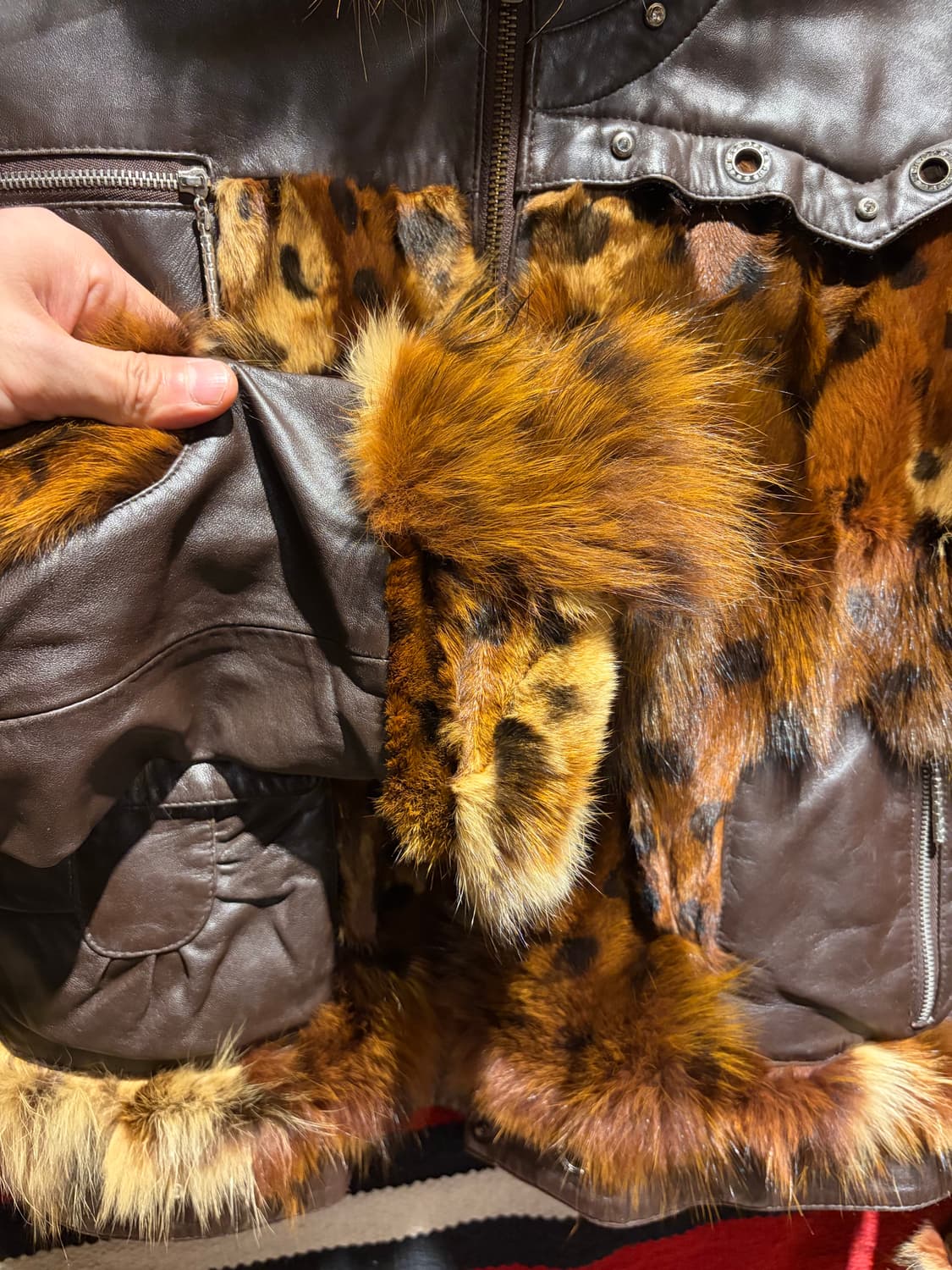 Leopard fur hood jacket / 레오파드 퍼 후드 재킷 상품이미지5