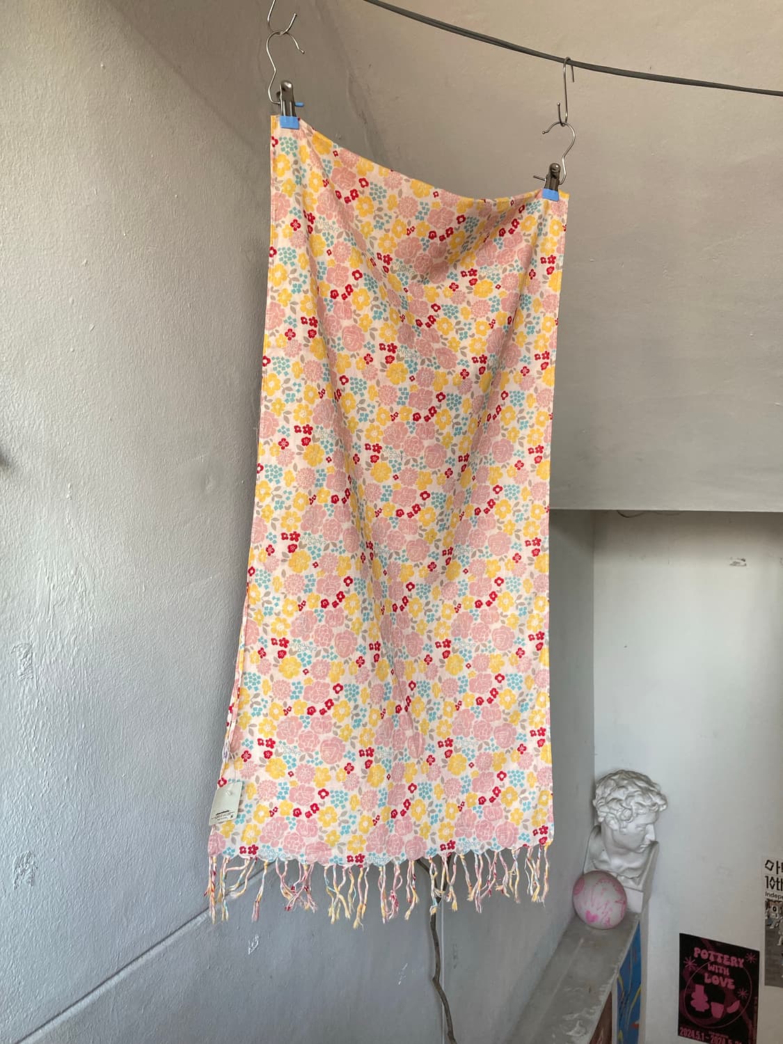 빈티지 핑크 플라워 패턴 머플러 상품이미지1