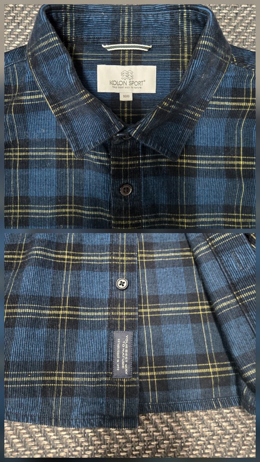 코오롱스포츠 남성 코듀로이 체크 셔츠 TLSXW21521DBU 상품이미지3