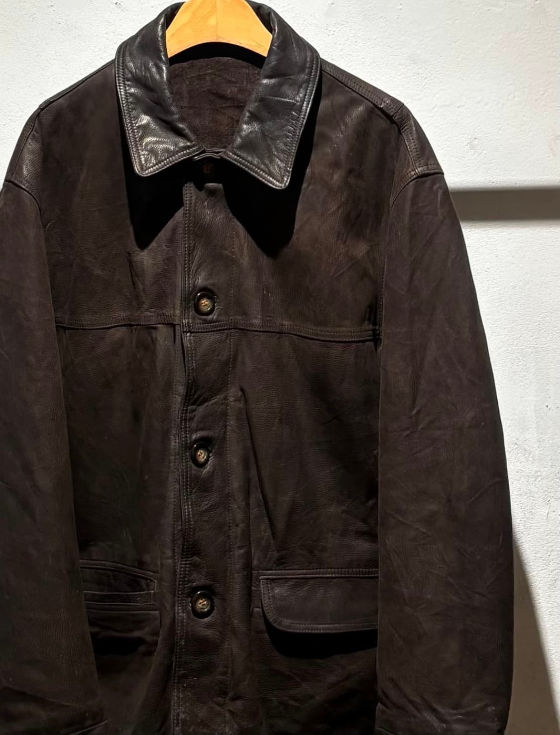 80-90's Real Leather Car Coat 상품이미지2