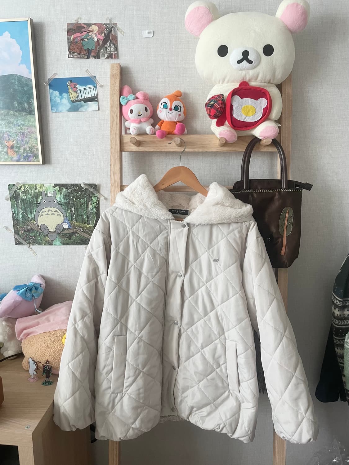 모리걸 빈티지 아이보리 후드퍼 눈꽃 패딩 🤍❄️ 상품이미지1