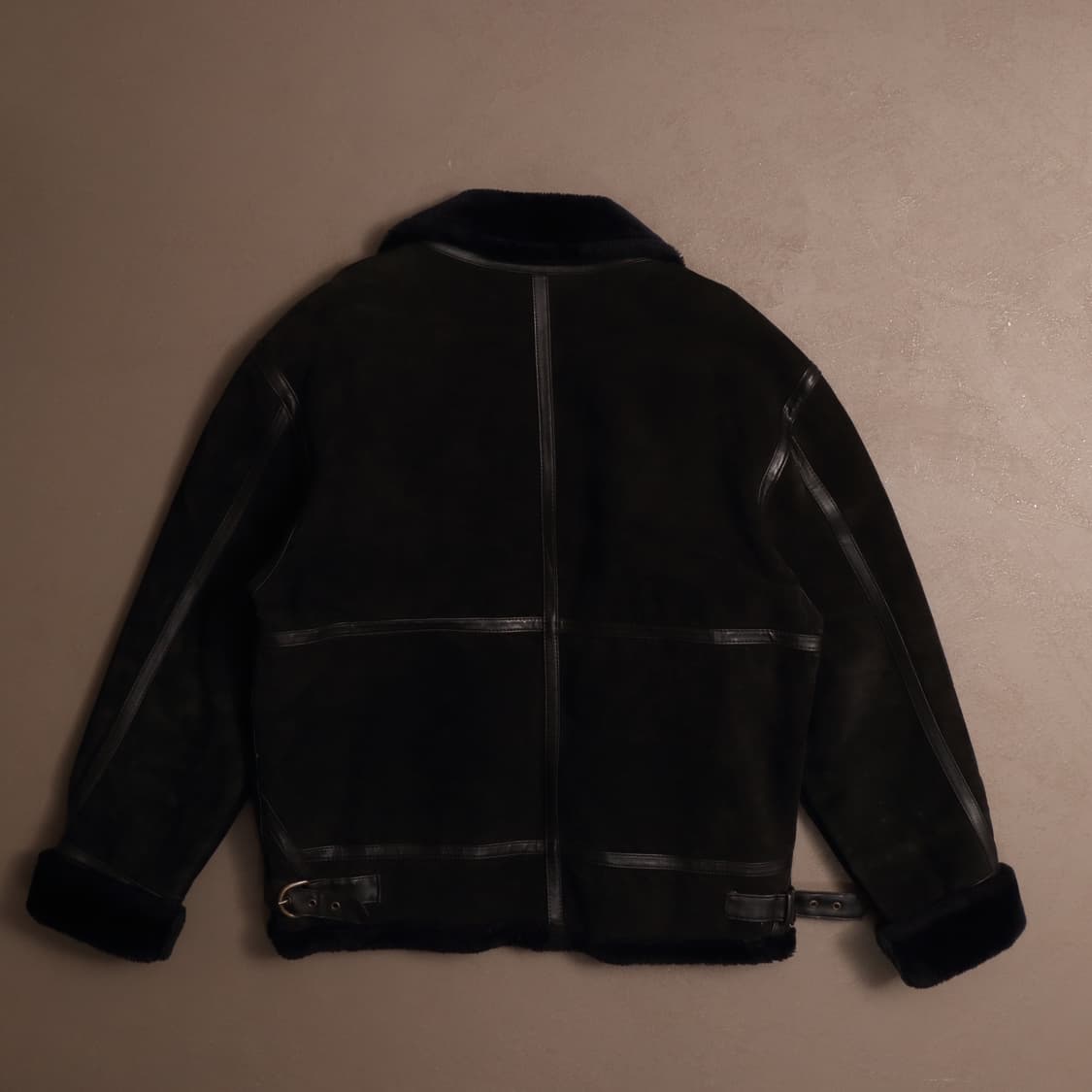 90's B-3 소가죽 레더 양털 무스탕 블랙 A1827 상품이미지6