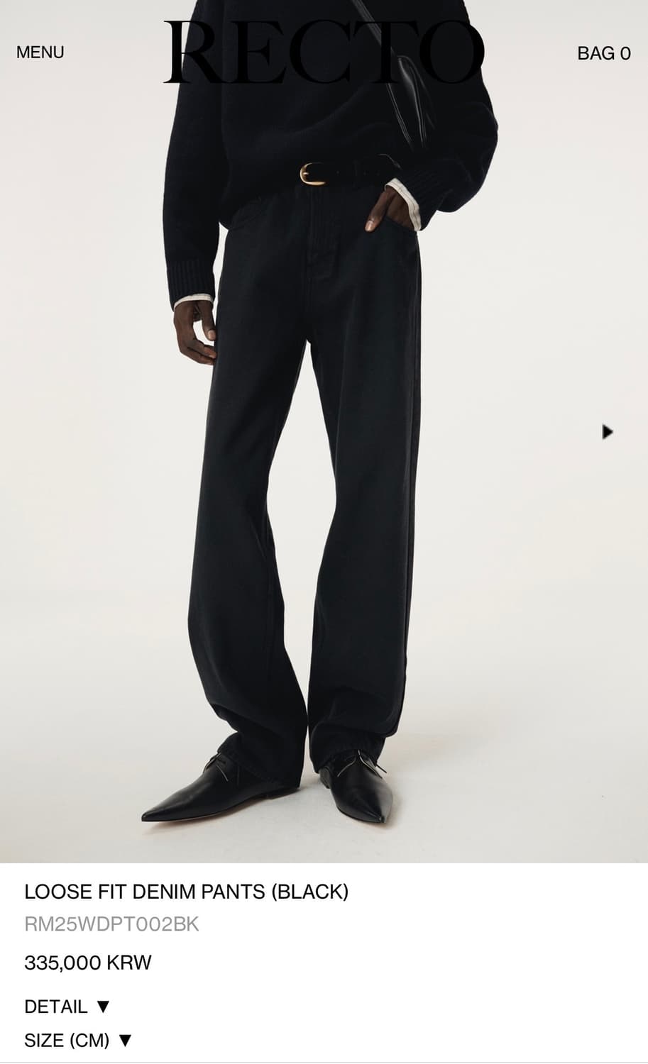 25FW 렉토 루즈핏 데님 블랙 M 사이즈  상품이미지1