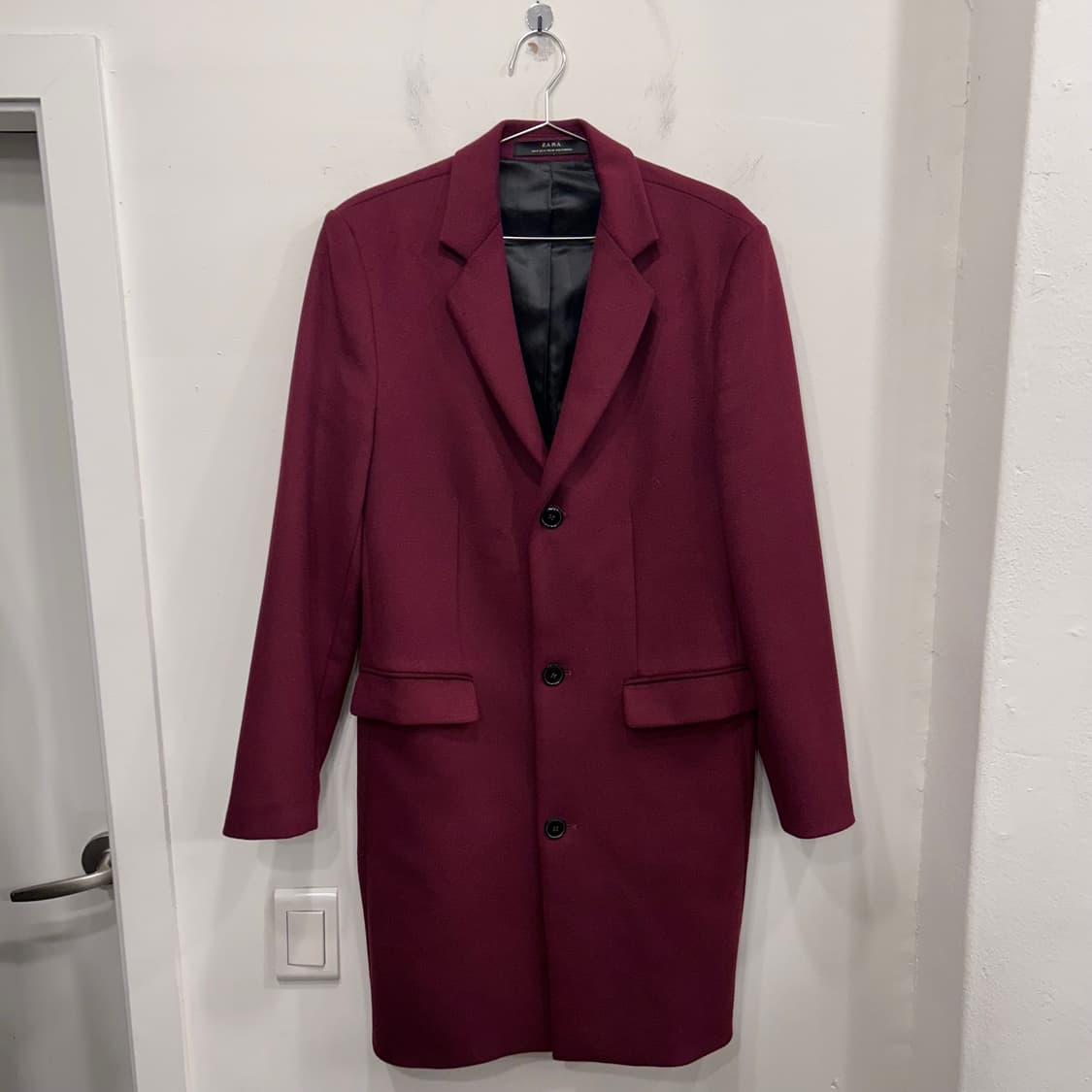 자라 맨즈 울 클래식 버건디 롱코트 상품이미지2