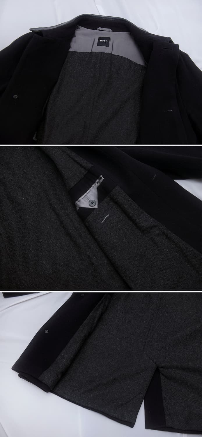 휴고 보스 가죽 넥카라 버진울 캐시미어 싱글 맥코트 (100-105) 상품이미지6