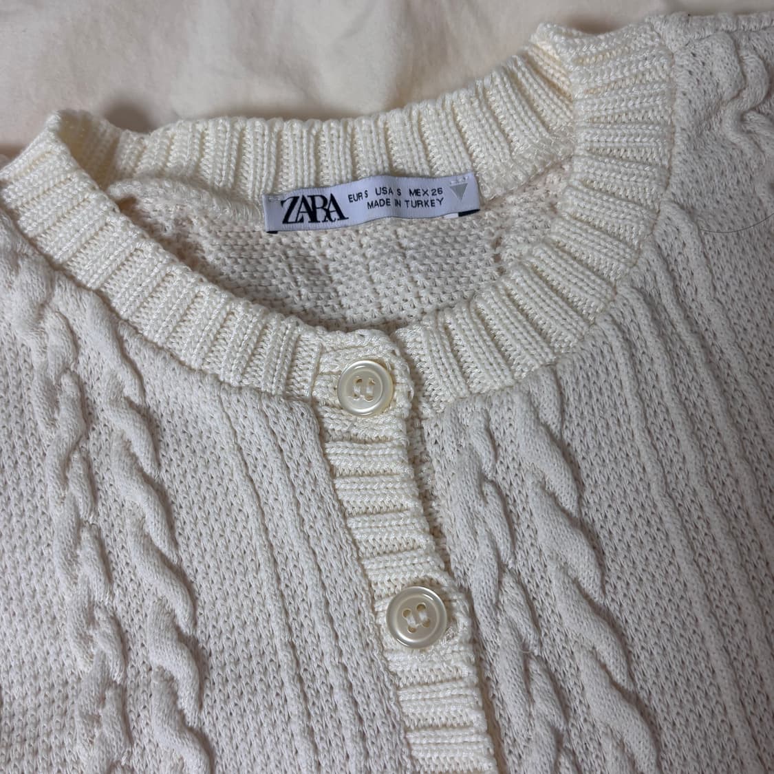자라 케이블 크롭 니트 가디건 아이보리 xs 상품이미지3