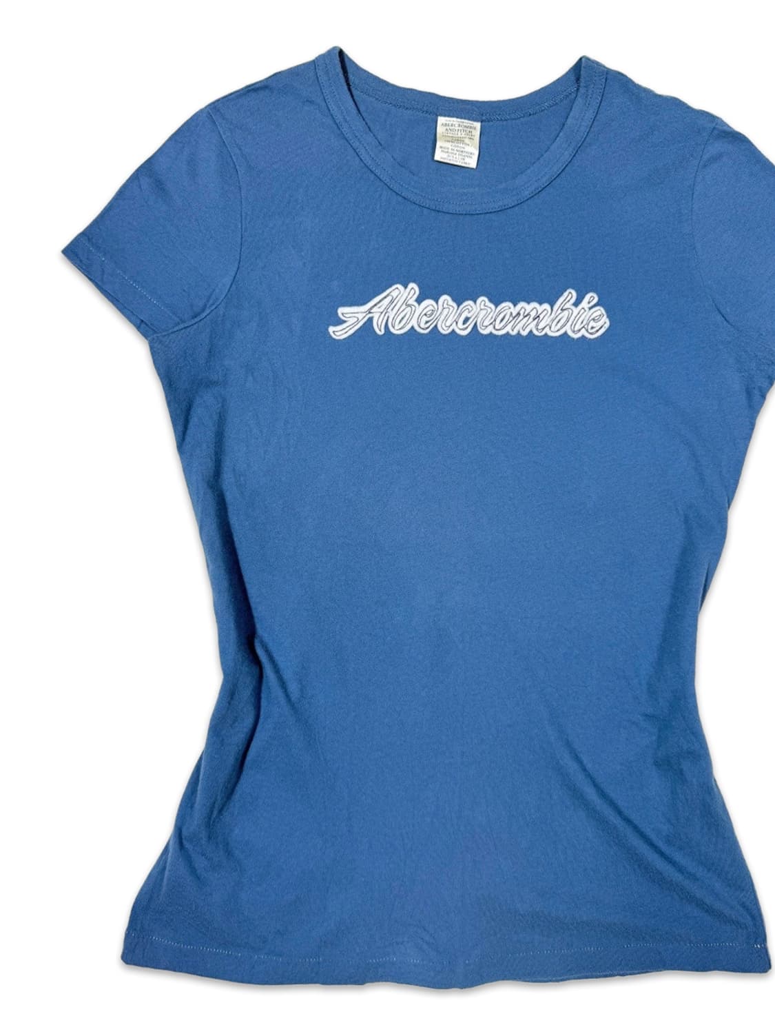 빈티지 Abercrombie 블루 캡소매 로고 반팔 티 상품이미지2