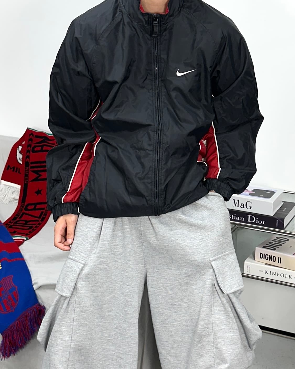 나이키 올드스쿨 블랙 레드 바람막이 L 상품이미지2