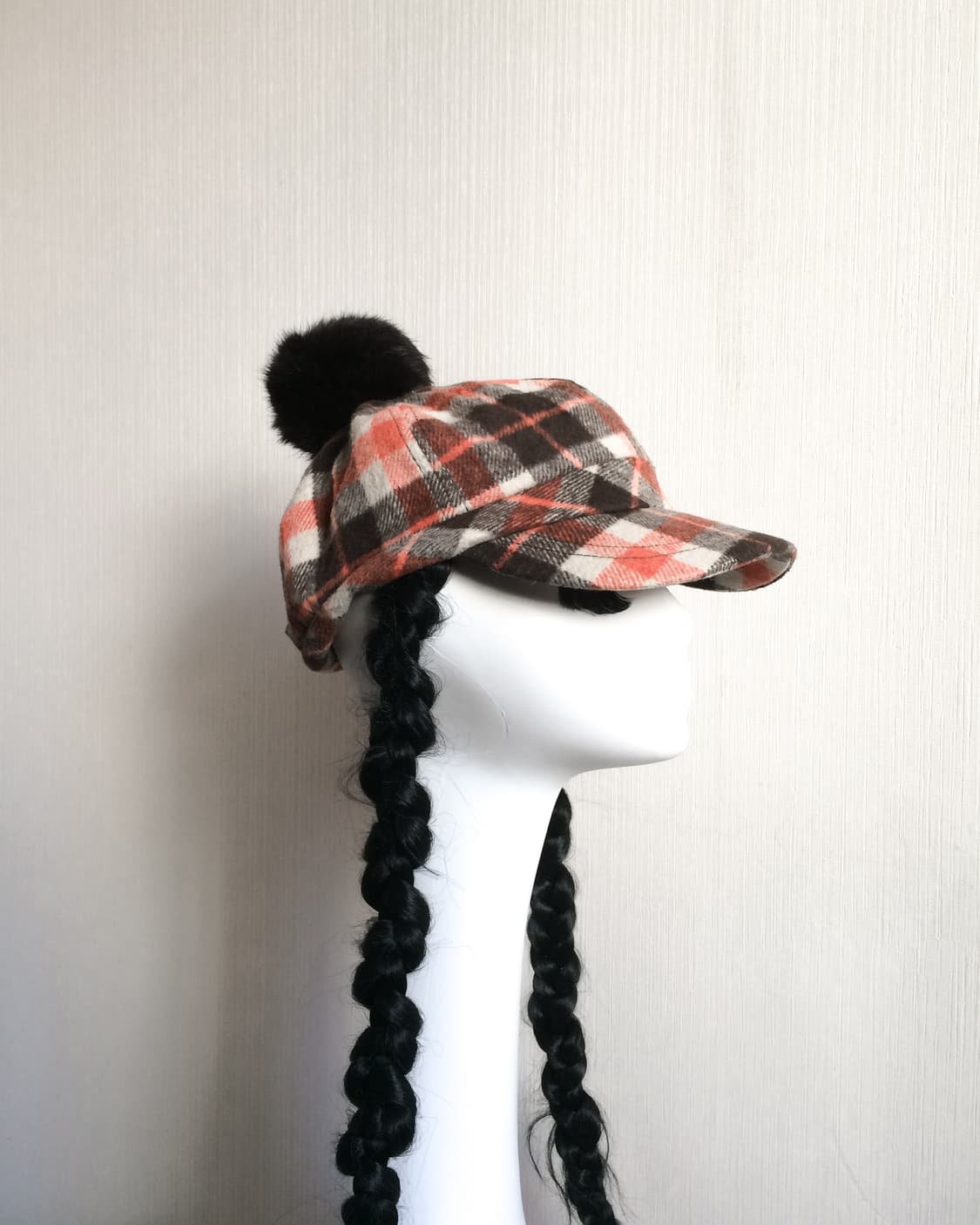  Woolen check pattern pom point hat 상품이미지4
