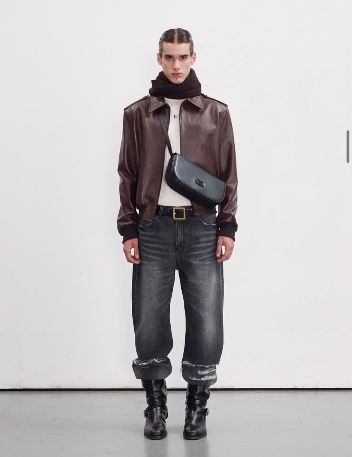 렉토 에폴렛 레더점퍼 브라운 S 상품이미지4