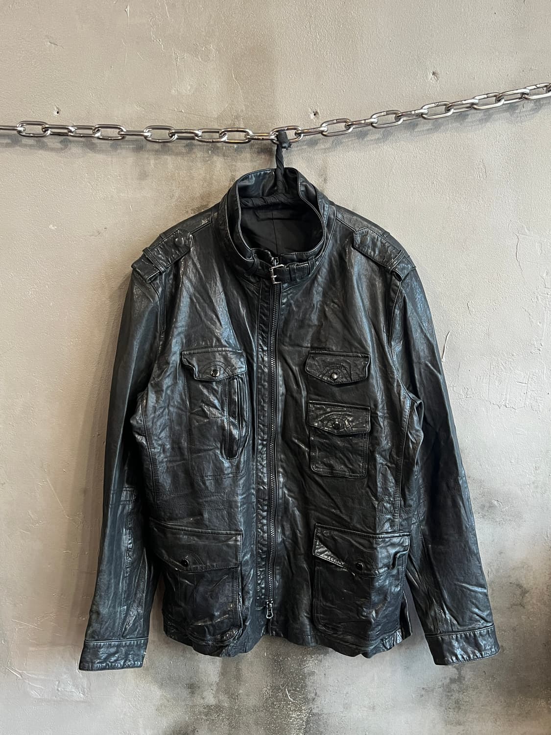 멀티 포켓 램스킨 레더 자켓 상품이미지1