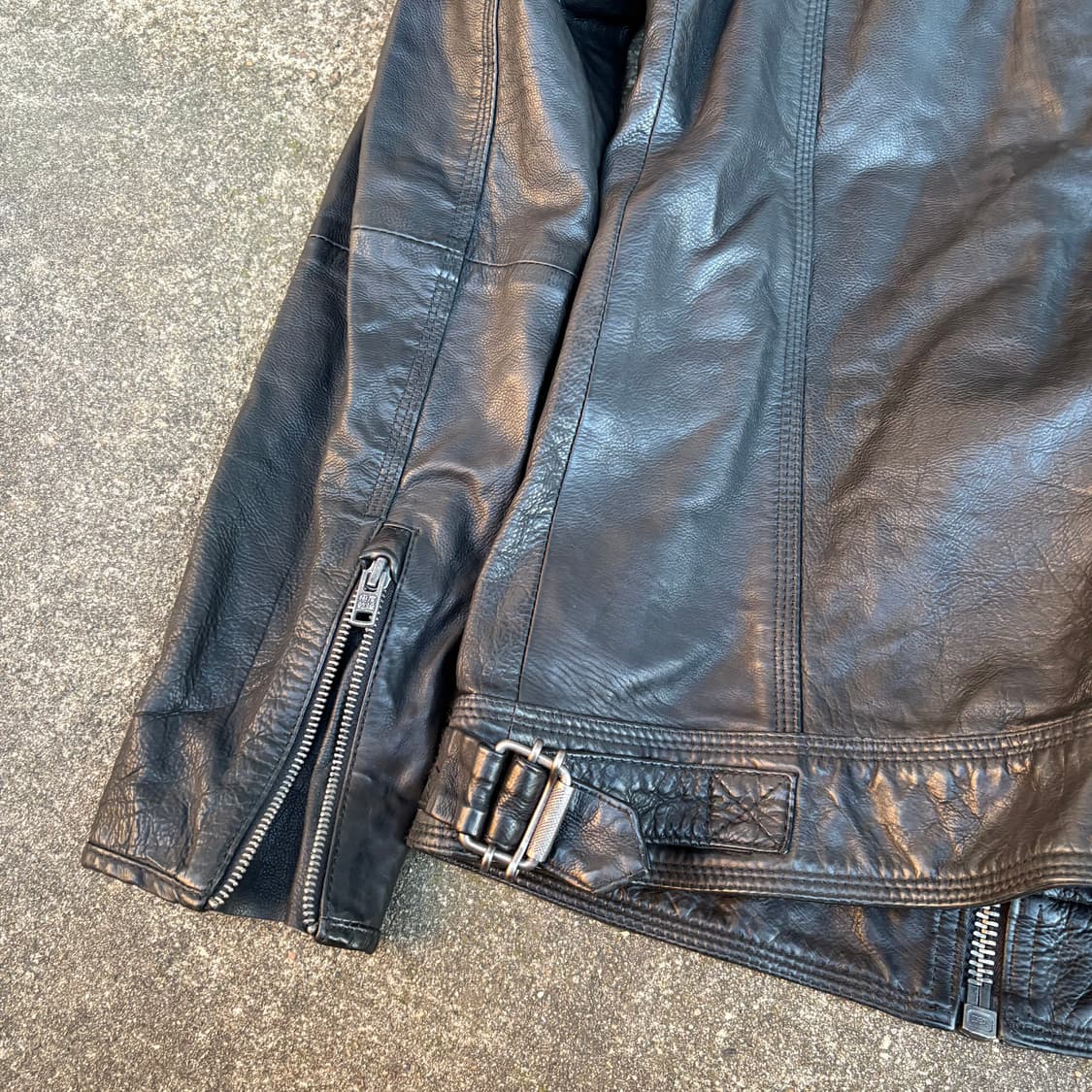 슈퍼드라이 라이언 바이커 블랙 레더 모토 자켓 상품이미지8