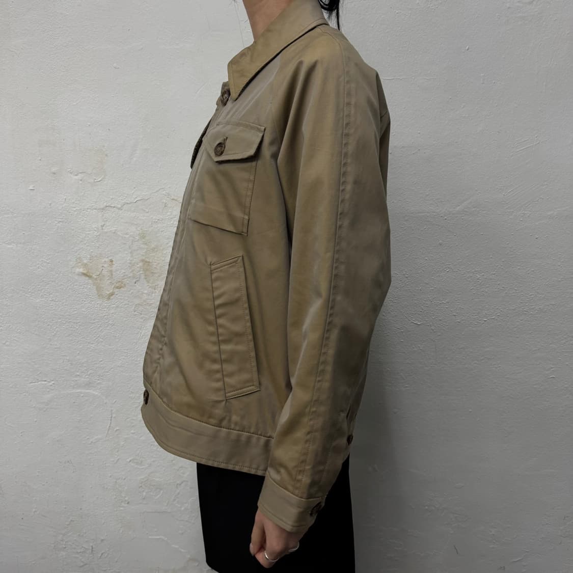 빔즈(BEAMS) 베이지컬러 코튼 더블 집업 트렌치 블루종 자켓 상품이미지2