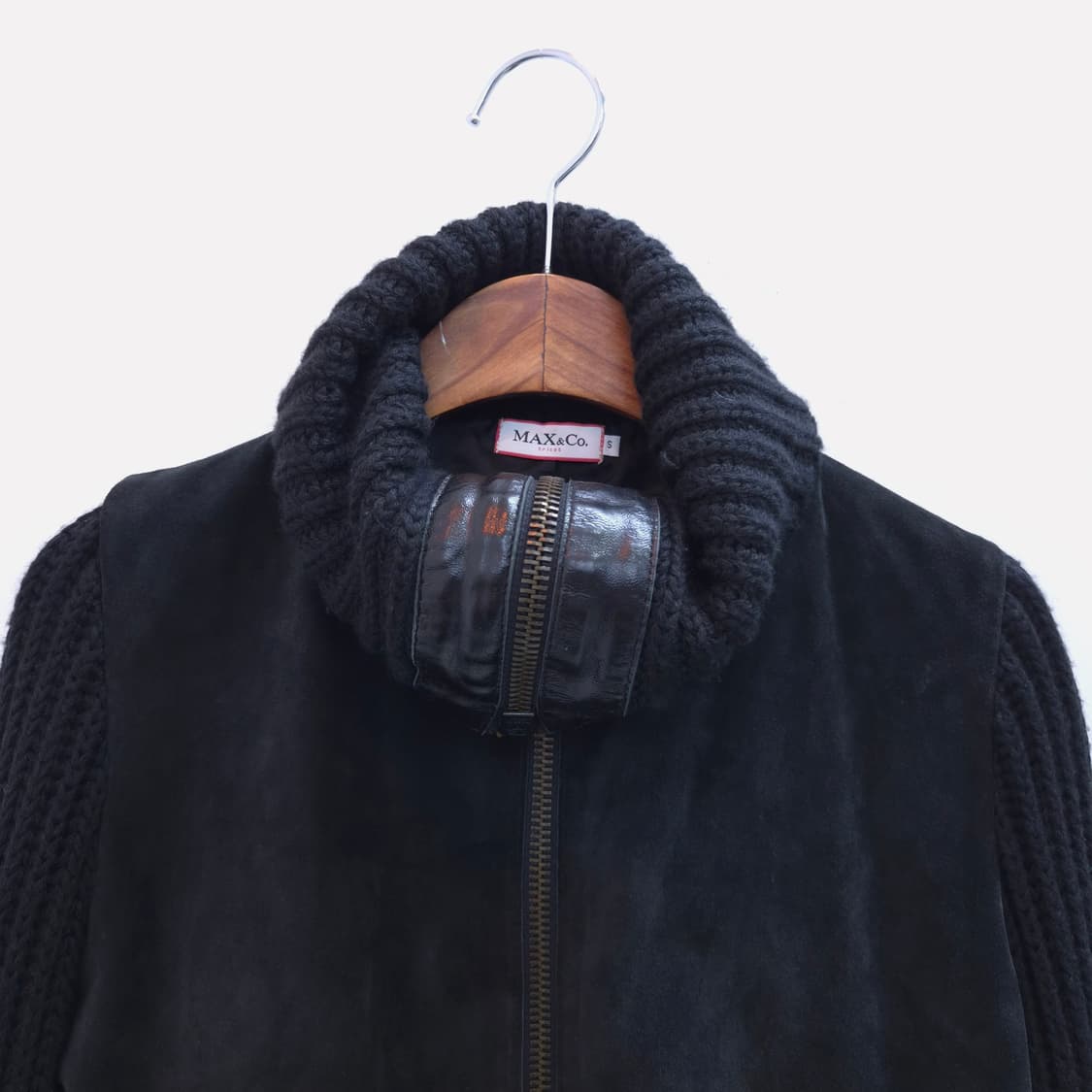 MAX&Co. tricot 블랙 스웨이드 콤비 니트 자켓 상품이미지3