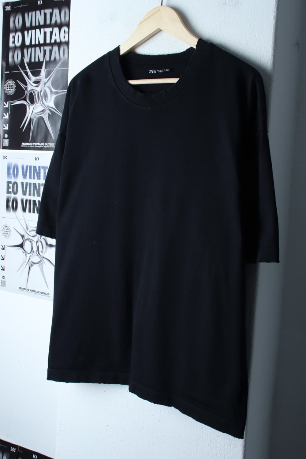(XL-2XL) 자라 반팔 티셔츠 빅사이즈 블랙 무지 그런지-H31730 상품이미지1
