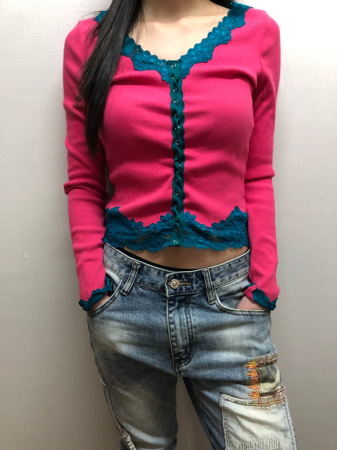빈티지 핑크 레이스 가디건 상품이미지8