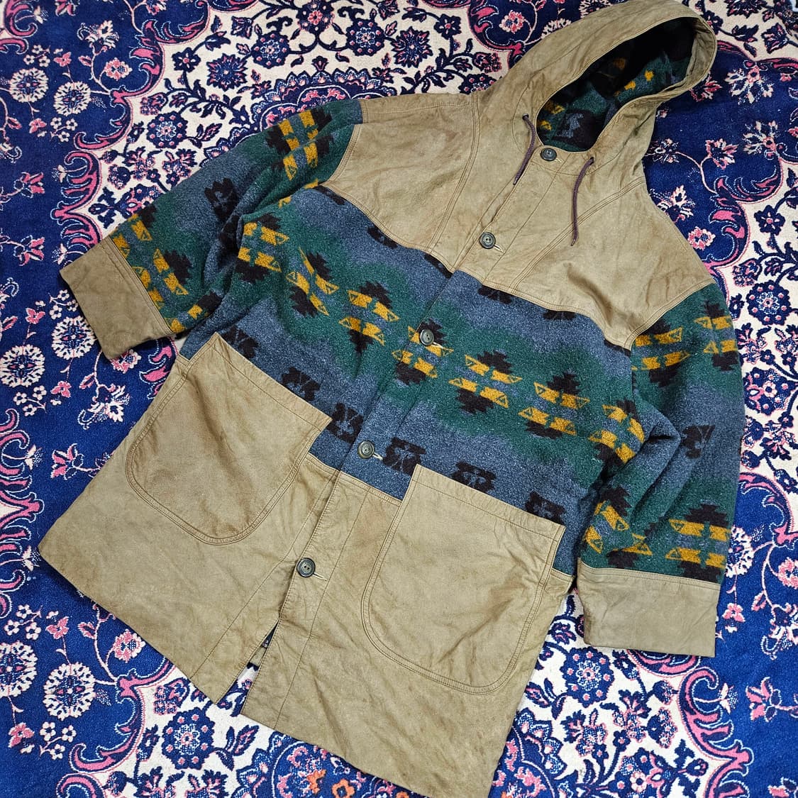 미스티하버(Mysti Harbor) 빈티지 가죽 노르딕 블럭 점퍼  상품이미지1