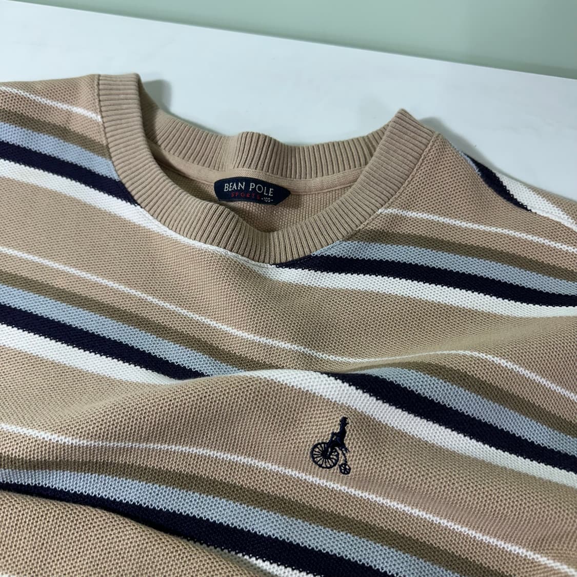 L 빈폴 단가라 루즈핏 PK코튼 맨투맨 상품이미지1