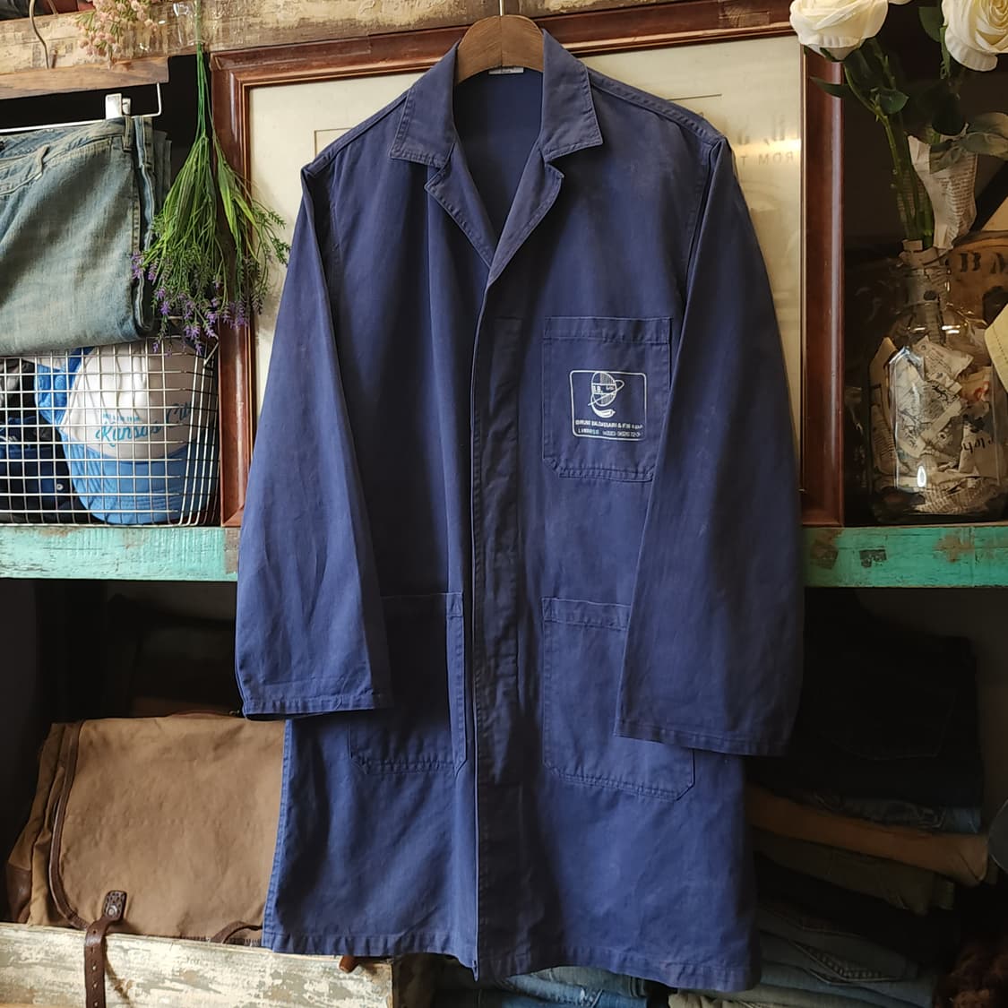 80s 프렌치 워크자켓 프렌치 샵 코트 페이딩 블루 50 상품이미지2