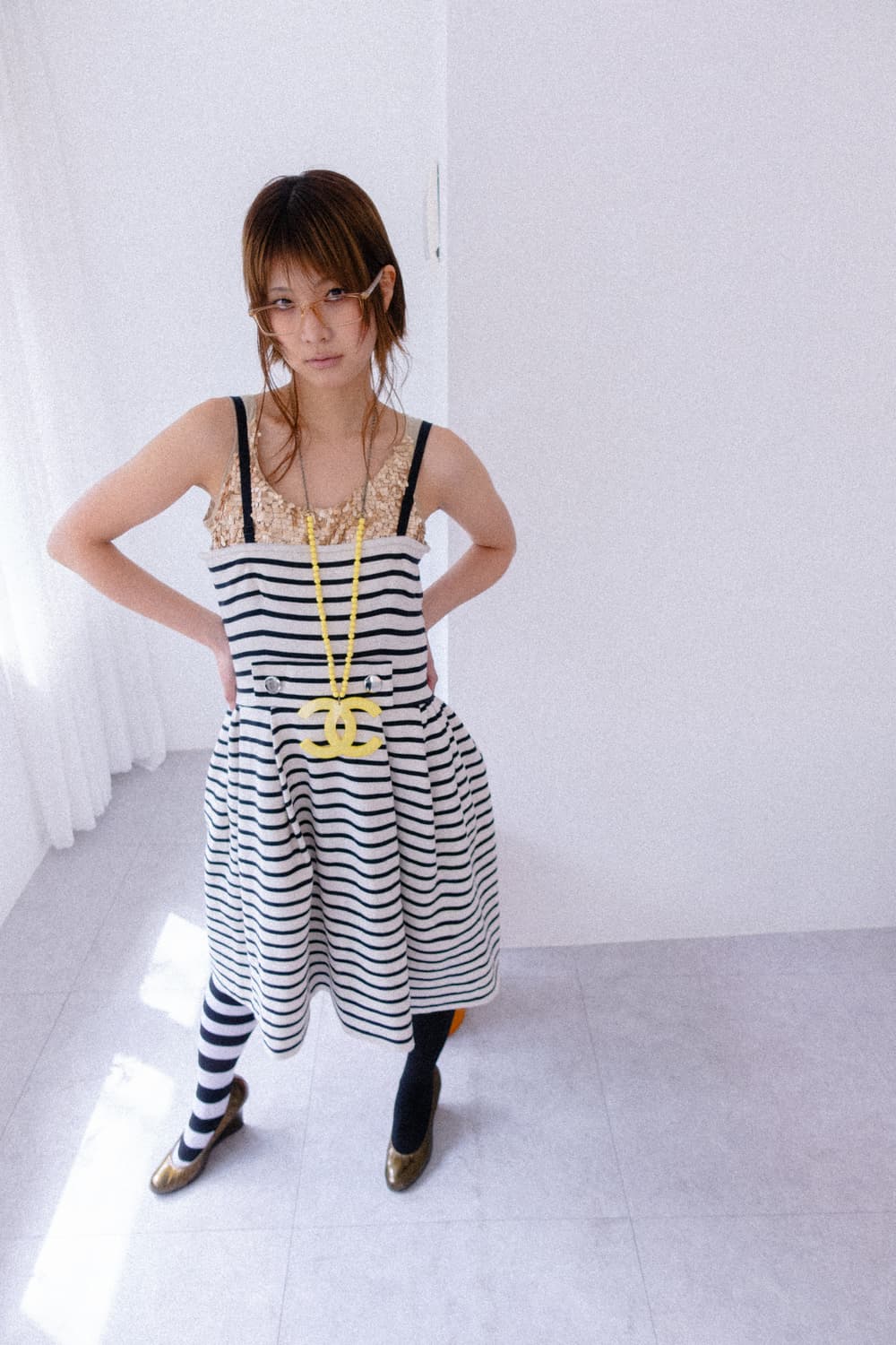 big button stripe dress 상품이미지3