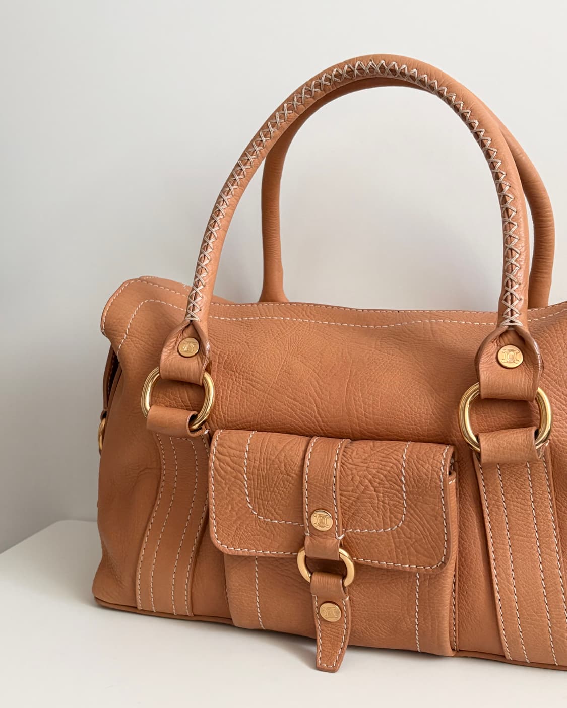 CELINE 셀린느 스티치 보스턴 백 카멜 상품이미지2