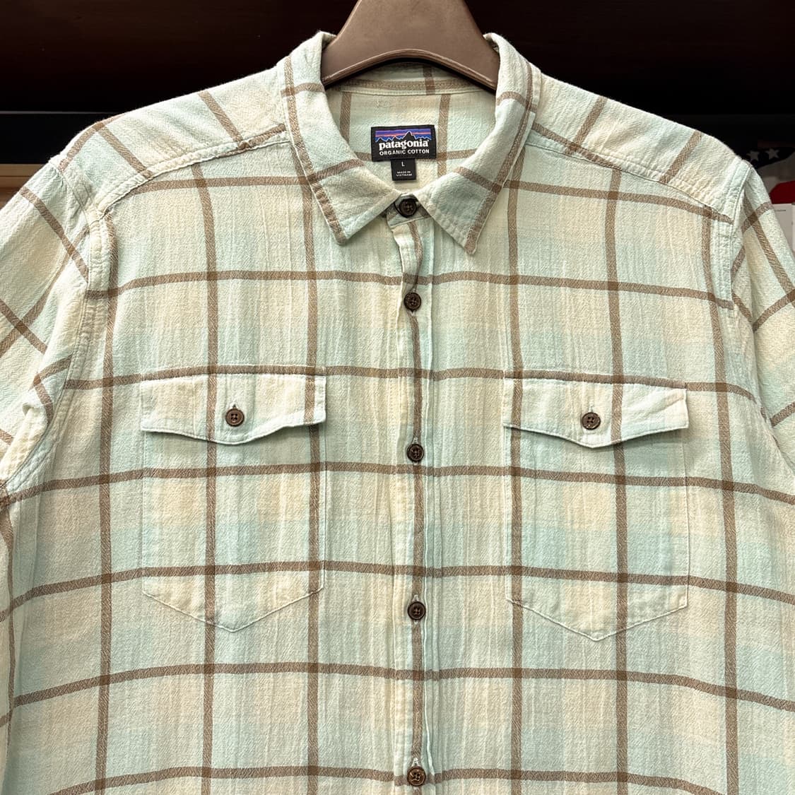 파타고니아 오가닉코튼 그라데이션 체크 시어서커 반팔셔츠 N1247 상품이미지3