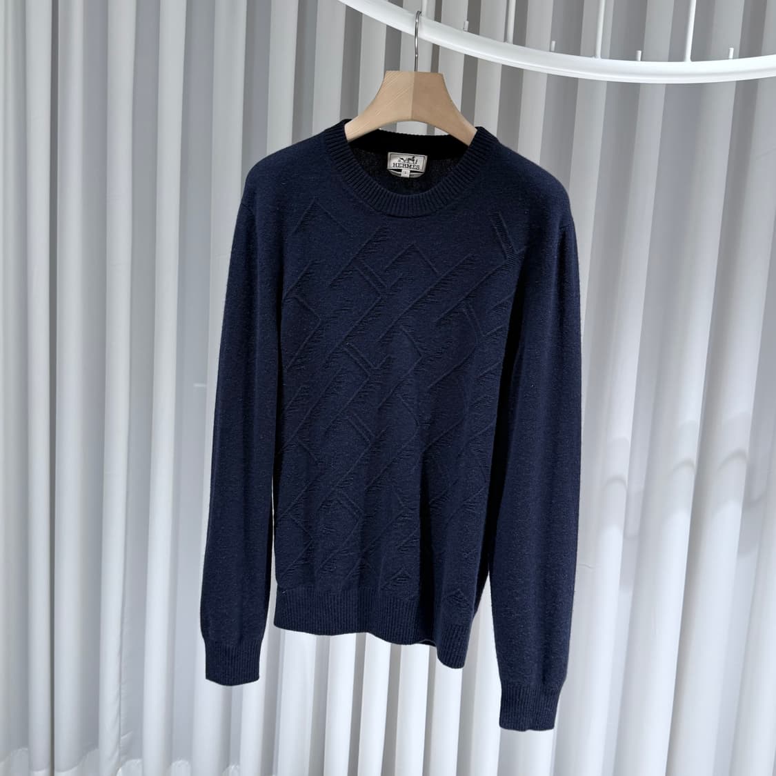 L / 에르메스 H로고 캐시미어 네이비 니트 상품이미지2
