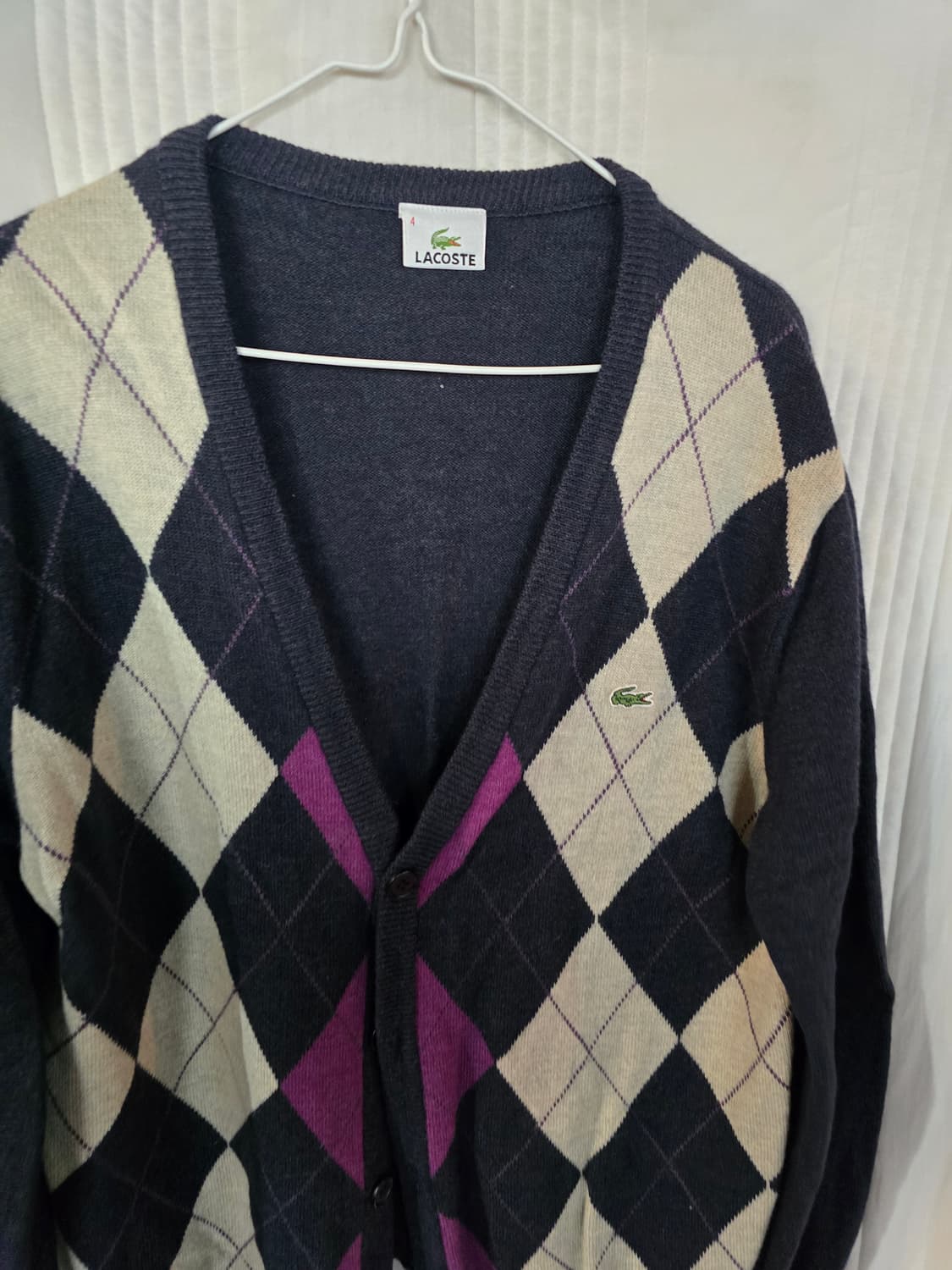 라코스테 아가일 패턴 가디건 상품이미지1