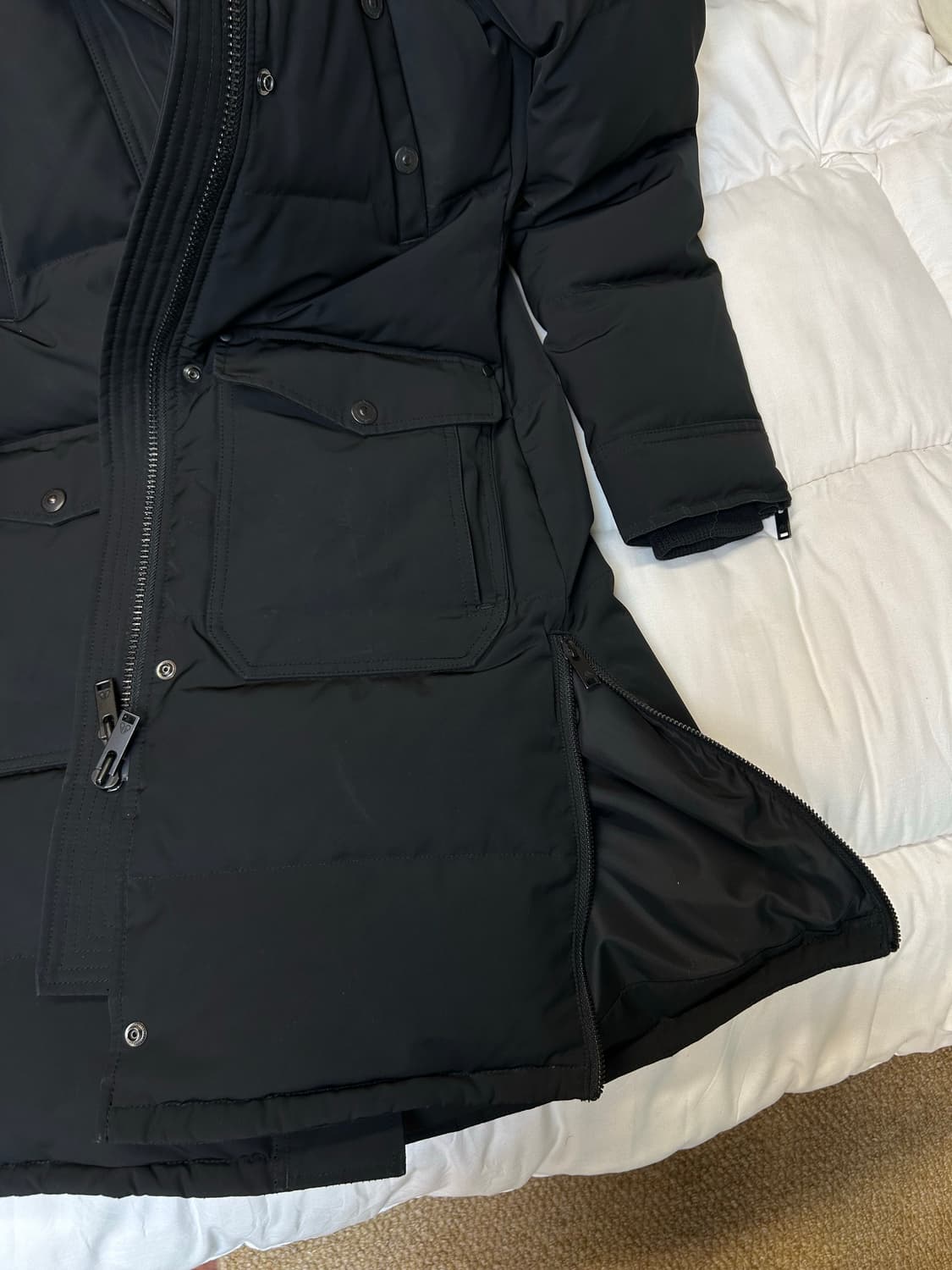 무스너클 여성 블랙패치 롱패딩(XS/44) 상품이미지7