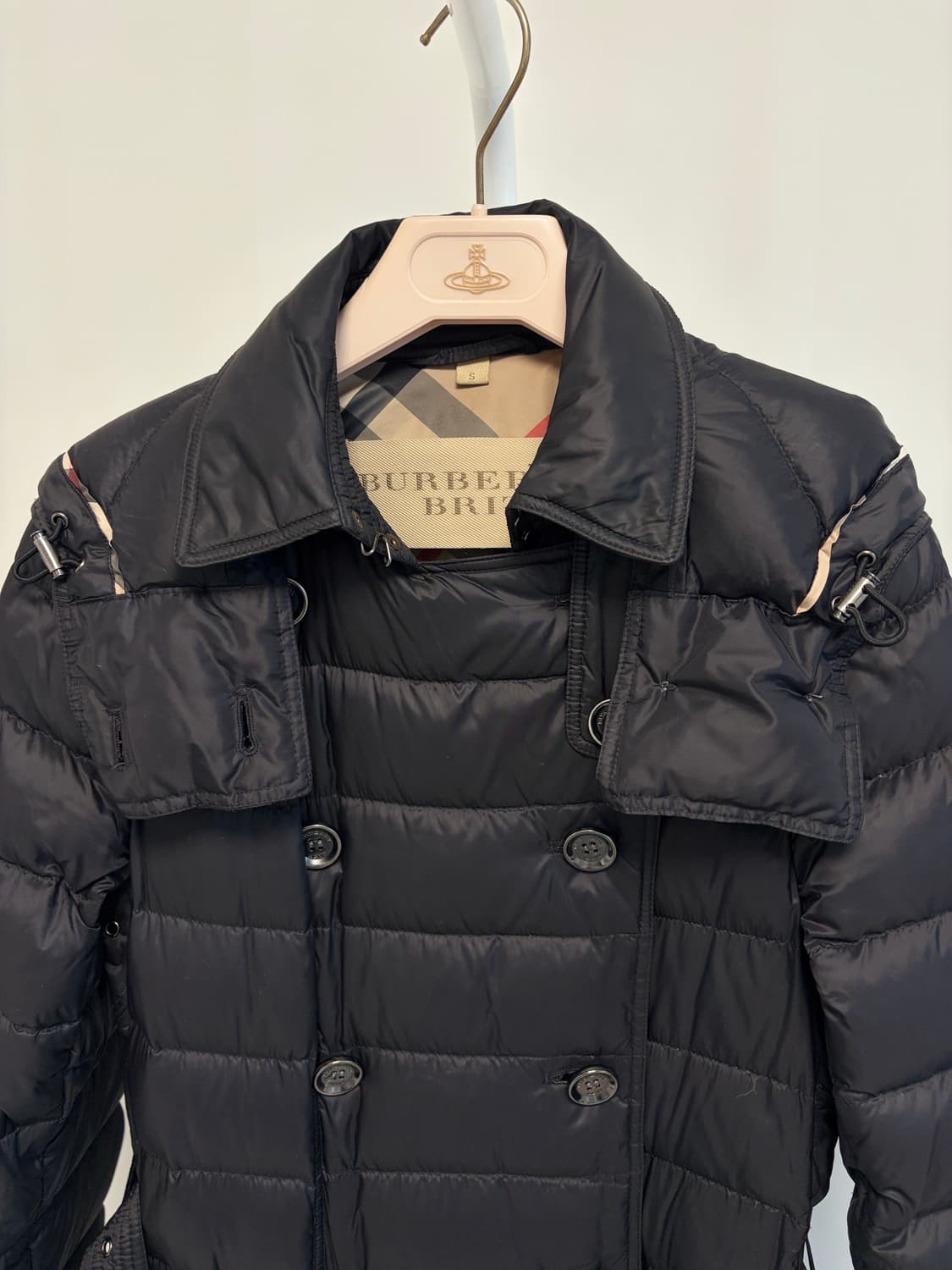 버버리 블랙 벨티드 트렌치 패딩 다운 코트 상품이미지4