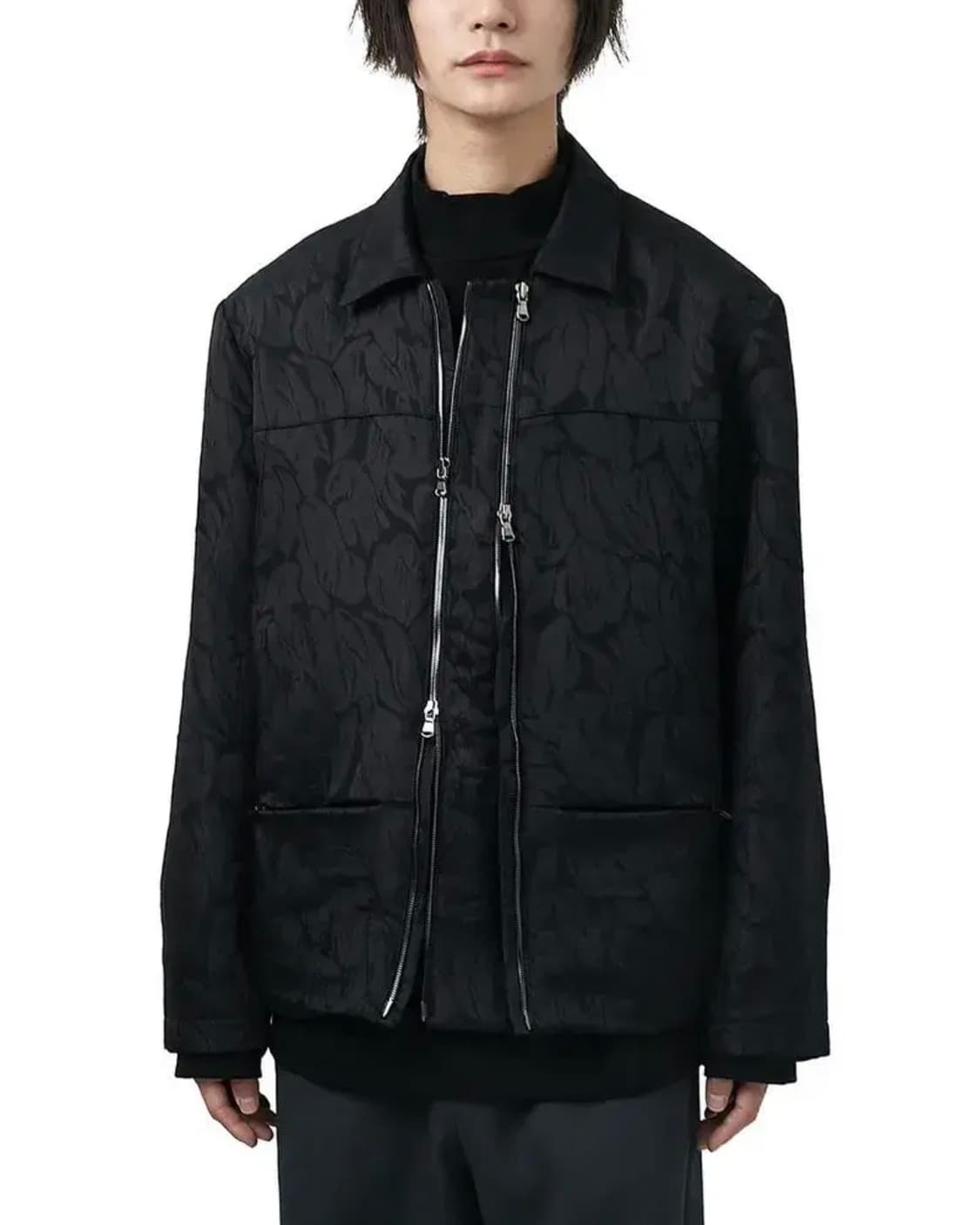 해칭룸 Double Zip Jacket Flower Jacquard 상품이미지1