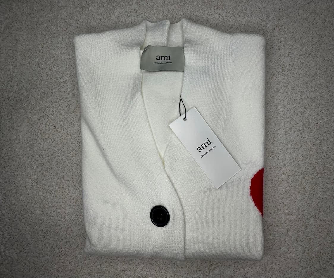 (새상품)아미 빅 하트 로고 가디건 아이보리 M 상품이미지6