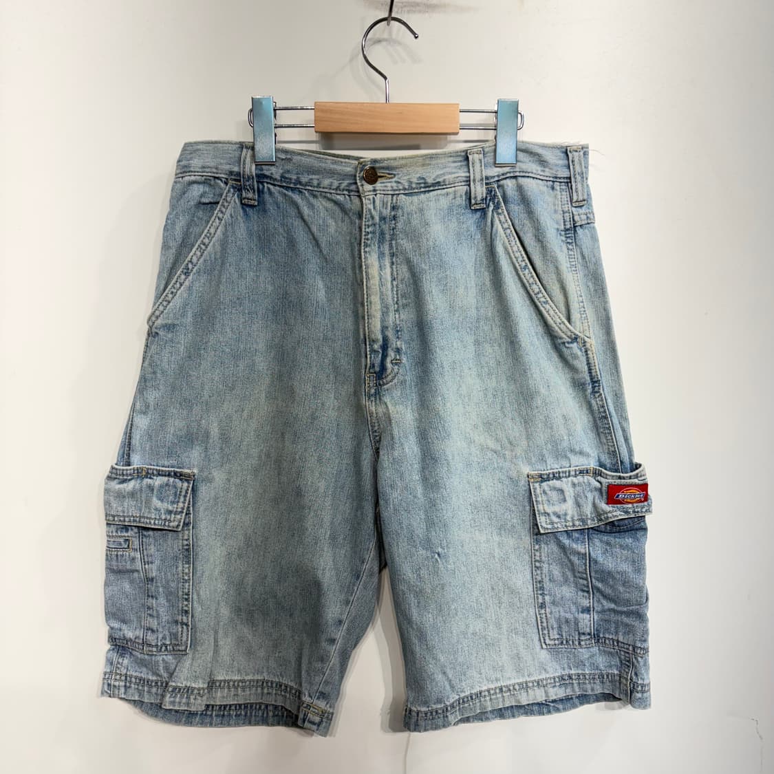 30 디키즈 빈티지 워싱 데님 카고 반바지 연청 상품이미지2