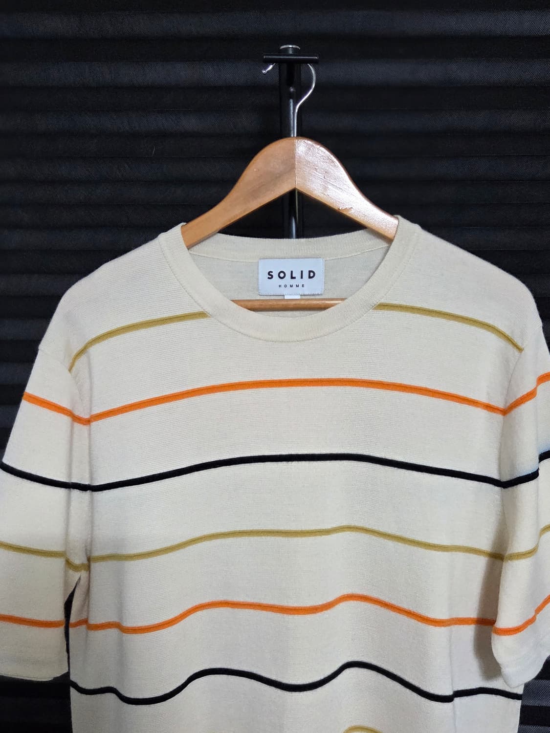 [솔리드옴므] 멀티 스트라이프 크루넥 반팔 니트 | 00081 상품이미지2