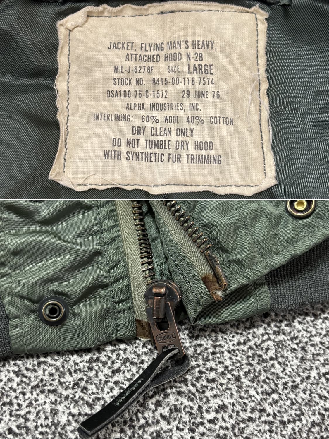 70s 오리지널 n-2b 플라이트 자켓 상품이미지5