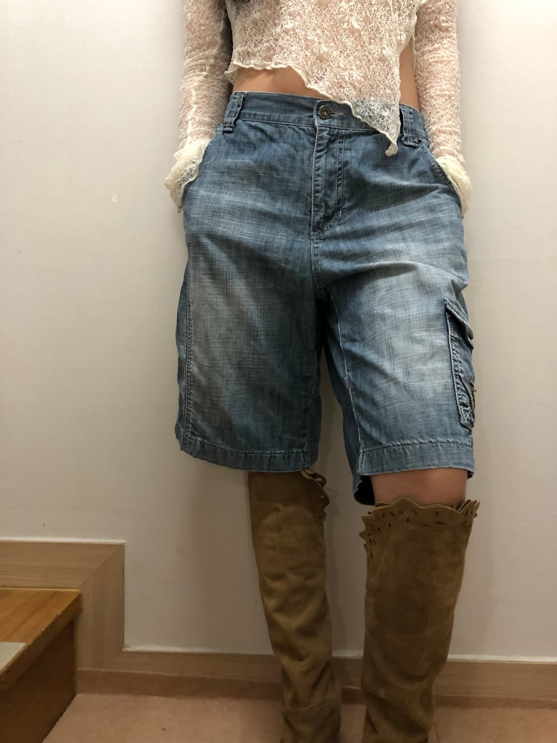 빈티지 데님 와투케 버뮤다 팬츠 상품이미지6