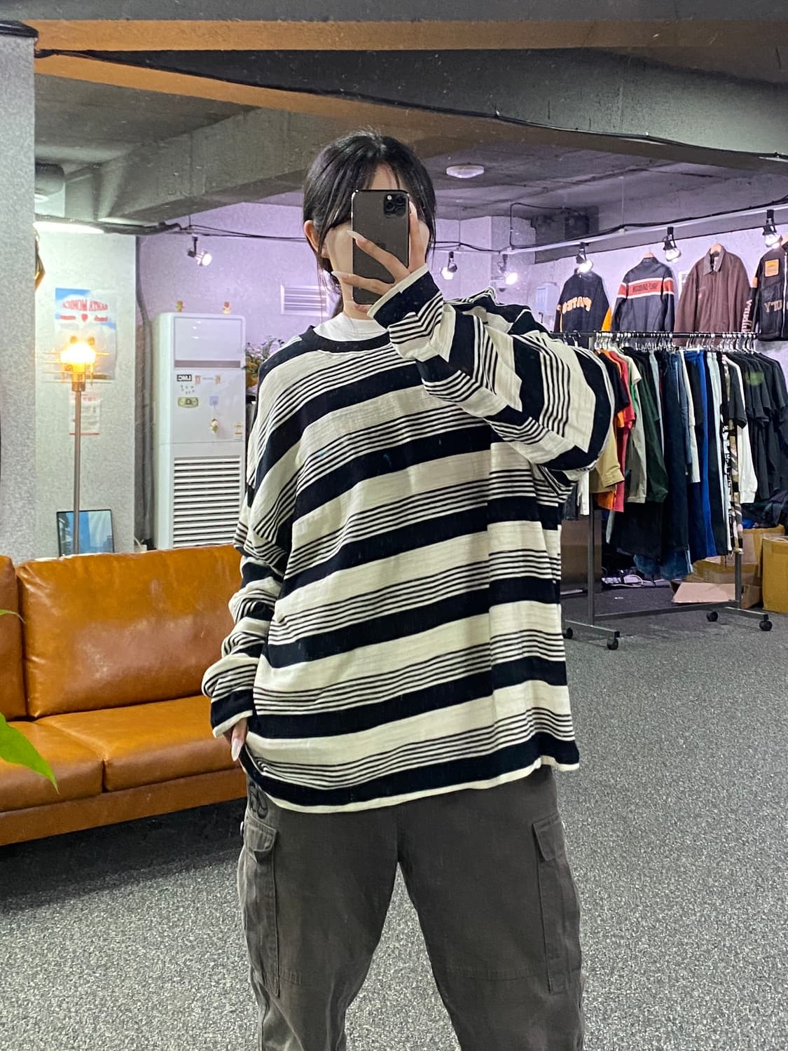 파르티멘토 스트라이프 오버핏 롱슬리브 B5011 상품이미지1