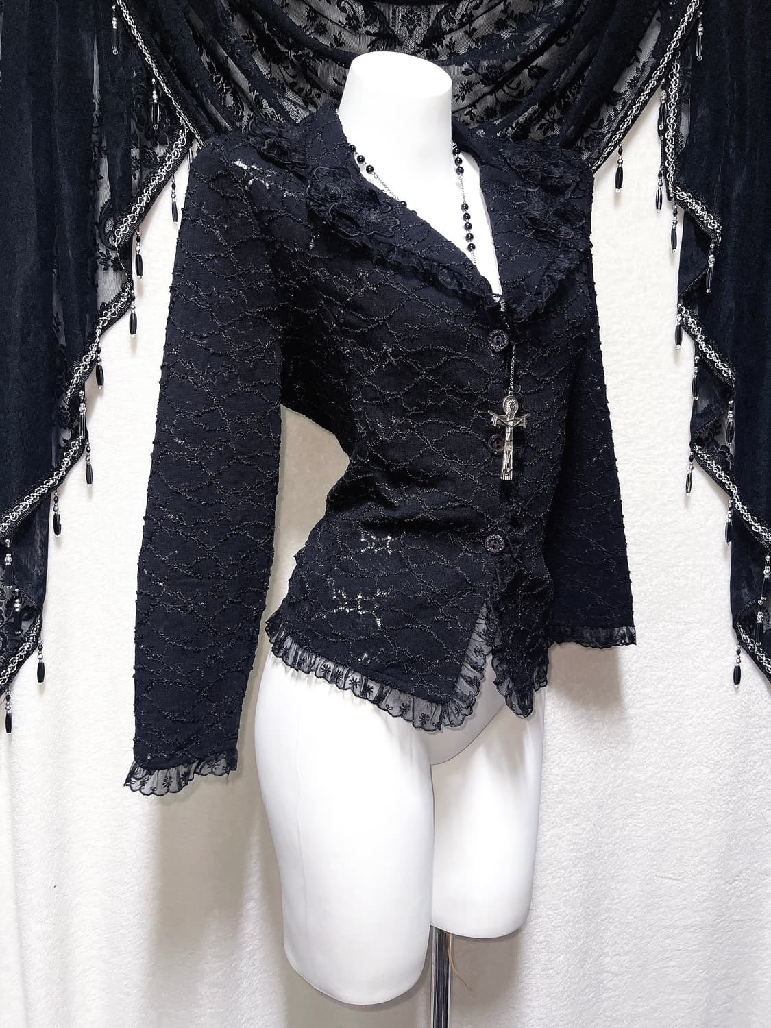 로맨틱고딕 고스로리 펑크 레이스 프릴 자켓 가디건 다크페어리 공겜 핀터 상품이미지2