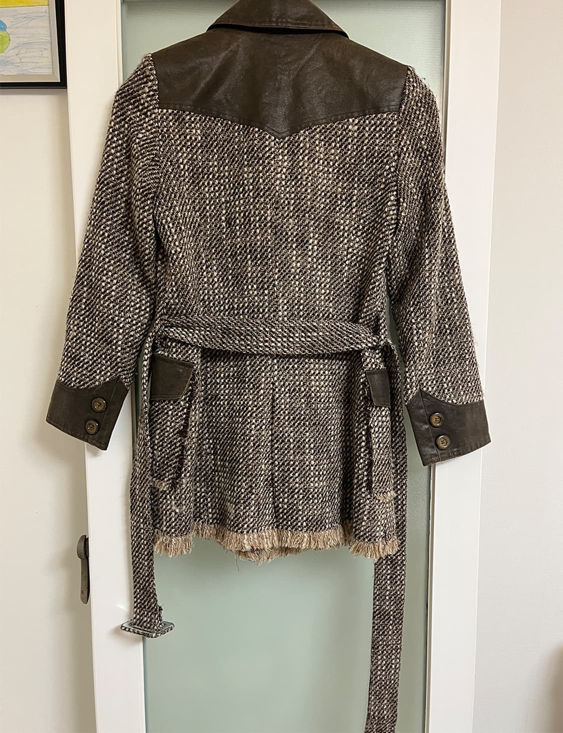 Tweed & Leather field Coat 상품이미지9