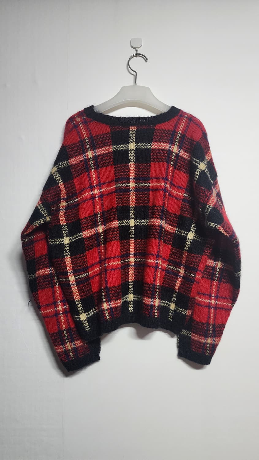 크리스마스 타탄체크 루즈핏 오버핏 크롭 니트 상품이미지2