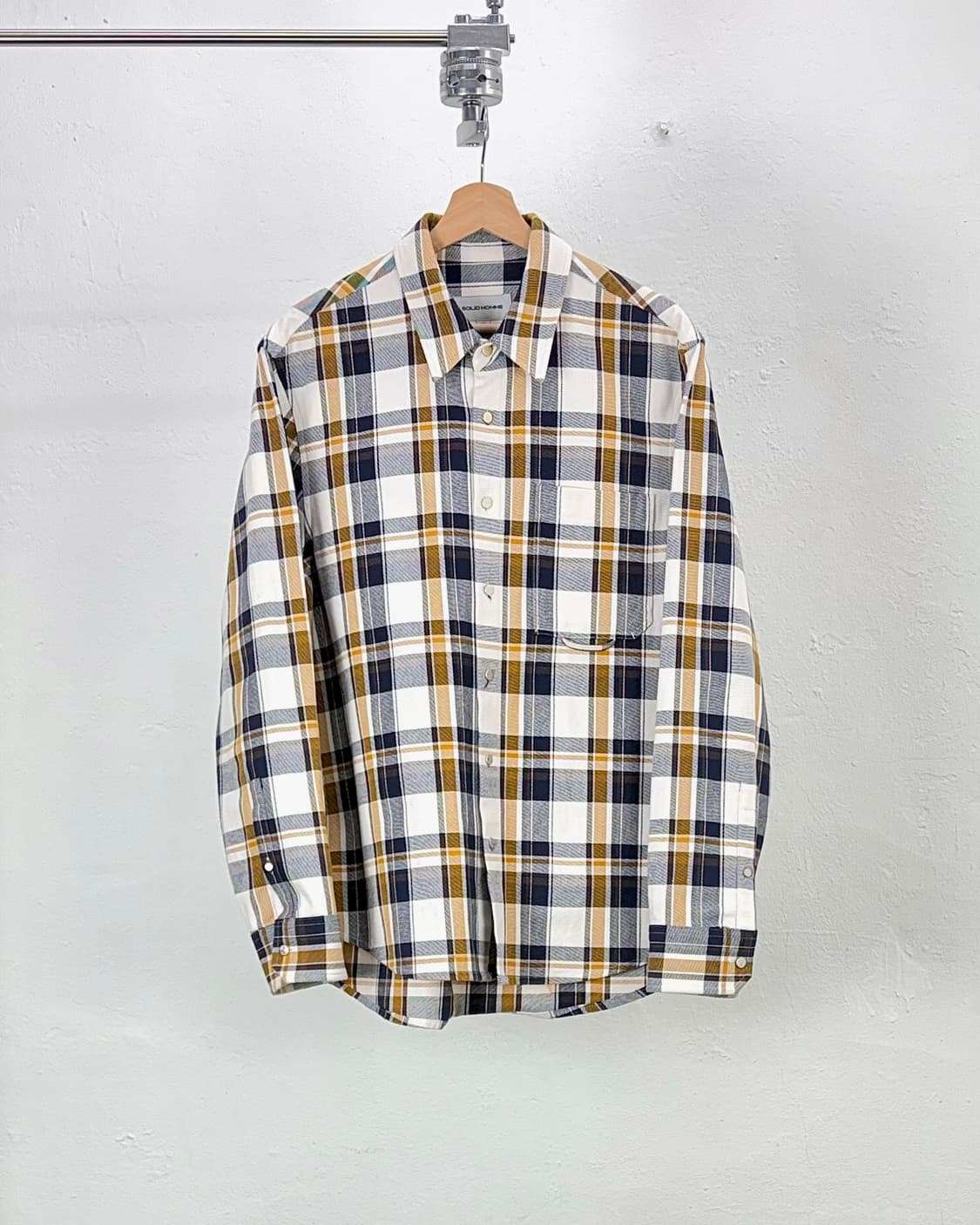 솔리드옴므 19ss 브라운 체크 헤비 코튼 오버 셔츠 상품이미지1