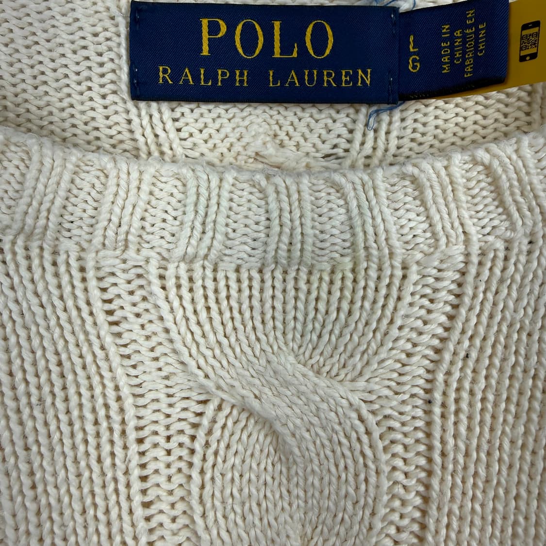 (L) 폴로 랄프로렌 신형 케이블 꽈배기 니트 아이보리 상품이미지4