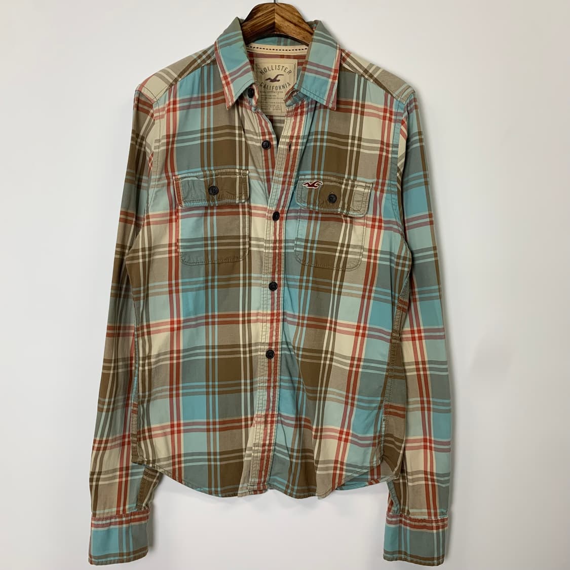 홀리스터 자수로고 포켓 체크셔츠 상품이미지2