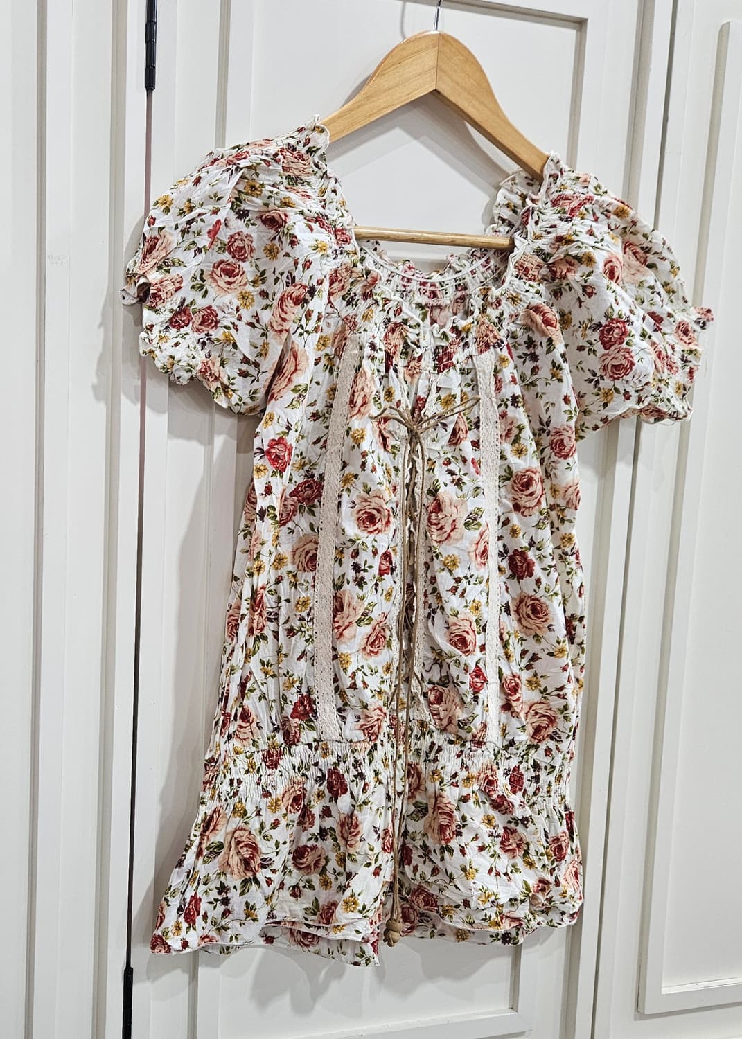 플라워 프린트 퍼프 반팔튜닉미니원핏 상품이미지2