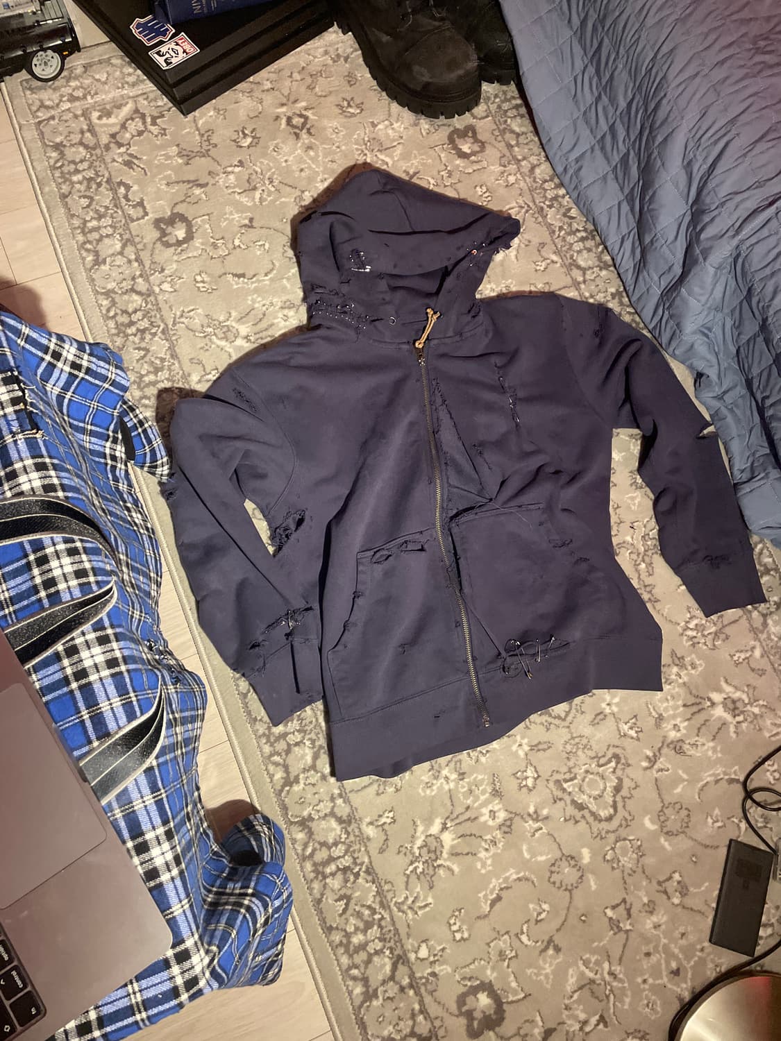 유니클로 후드집업 데미징 커스텀 상품이미지1