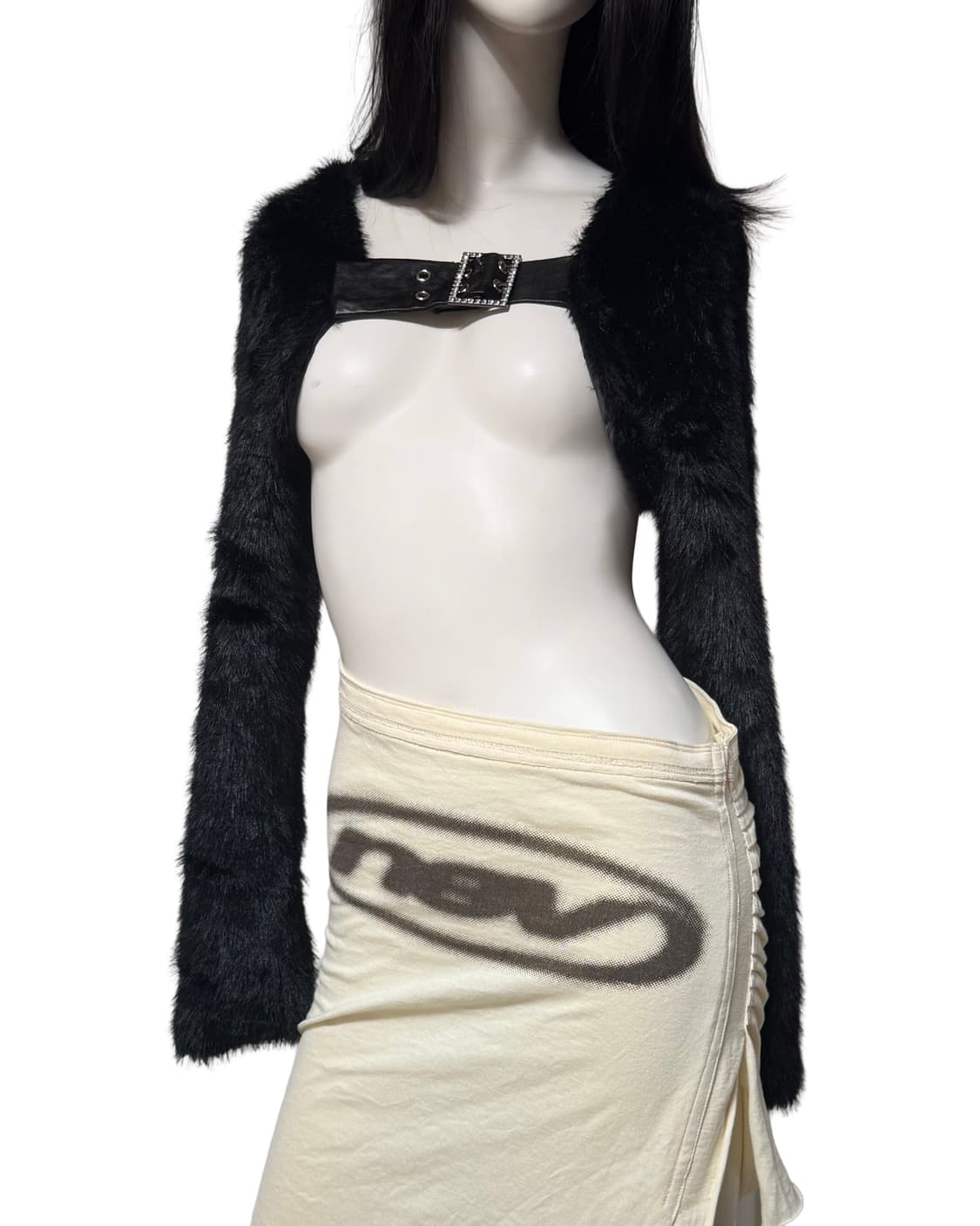 빈티지 갸루 st Faux 퍼 볼레로 상품이미지3