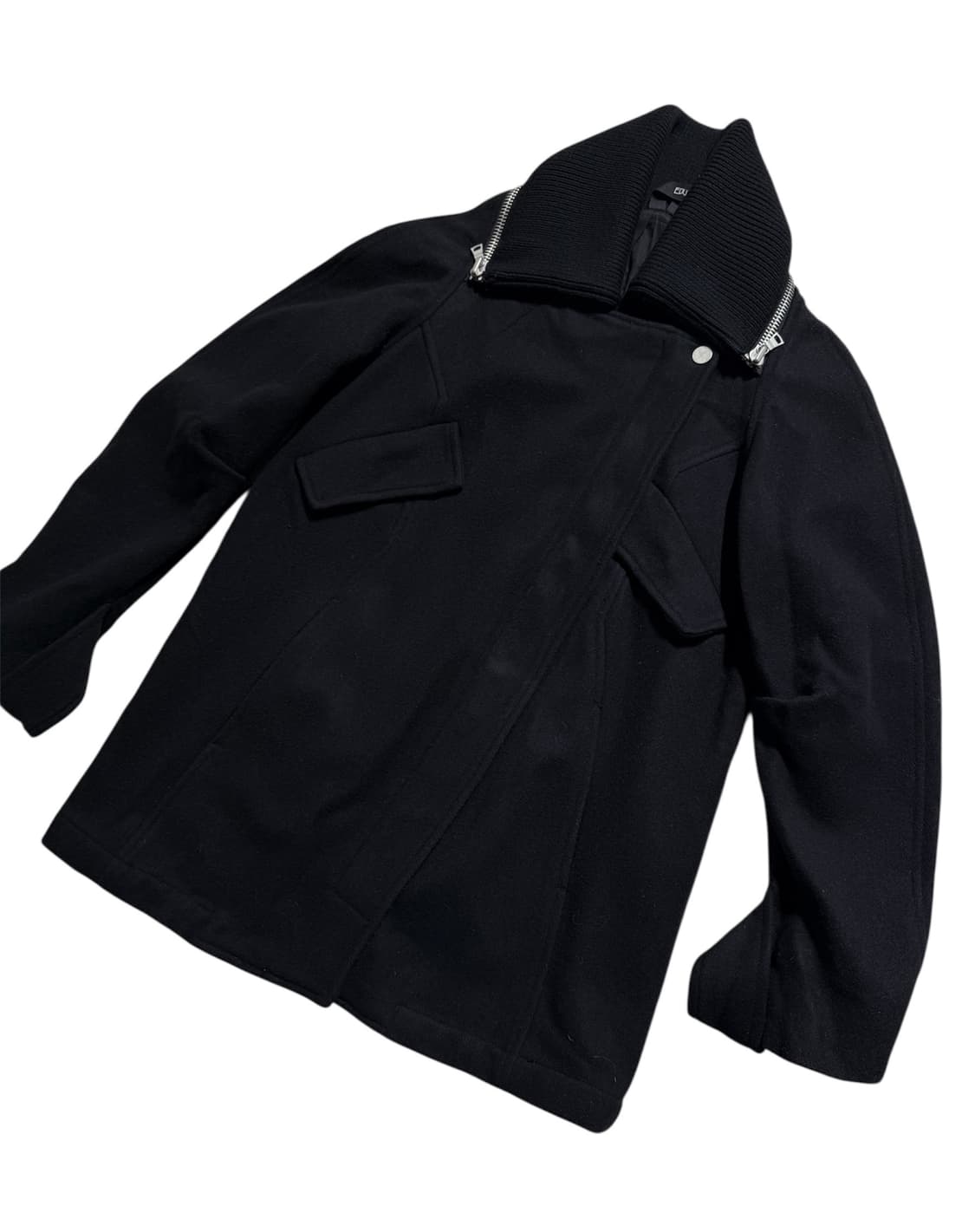 EDUN 빅 카라 지퍼 디테일 모직 자켓 상품이미지5