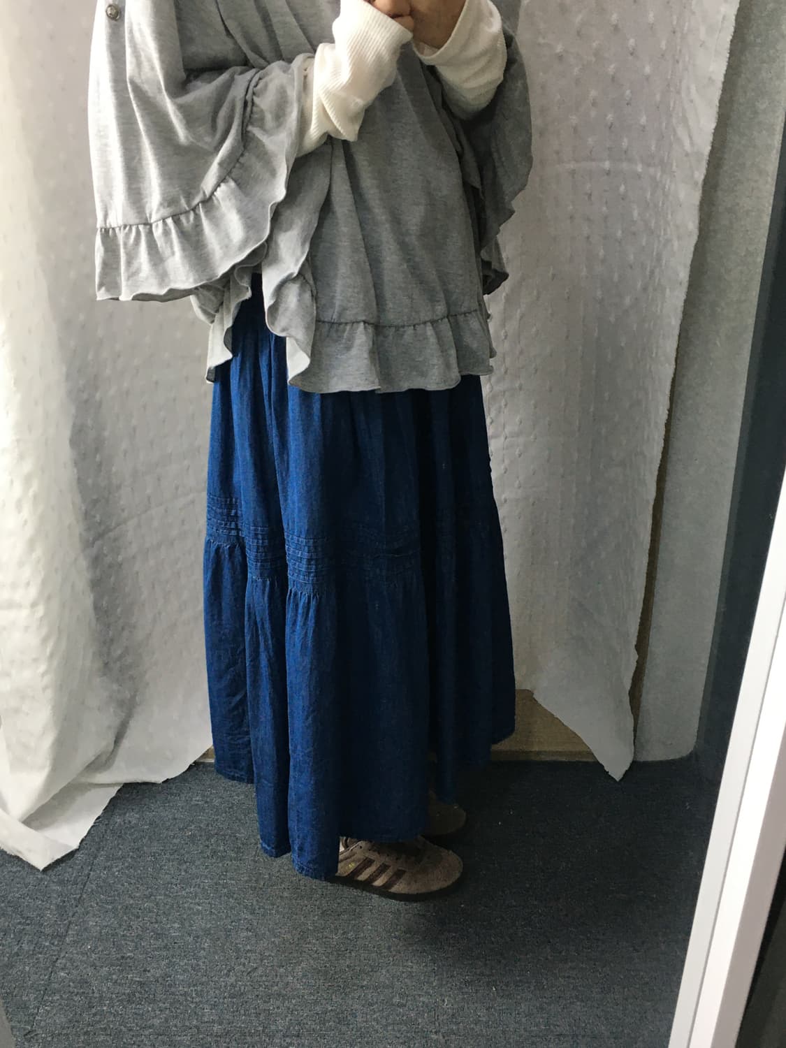데님 캉캉 롱 스커트 상품이미지5