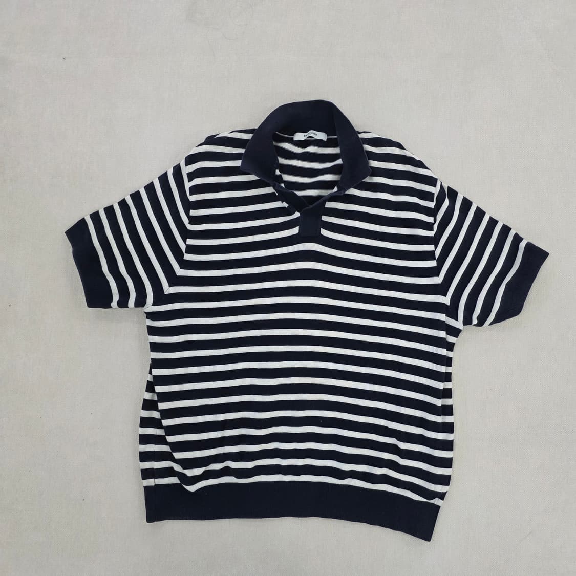 [2XL] 에잇세컨트 스트라이프 니트 카라 반팔티 1231J 상품이미지1